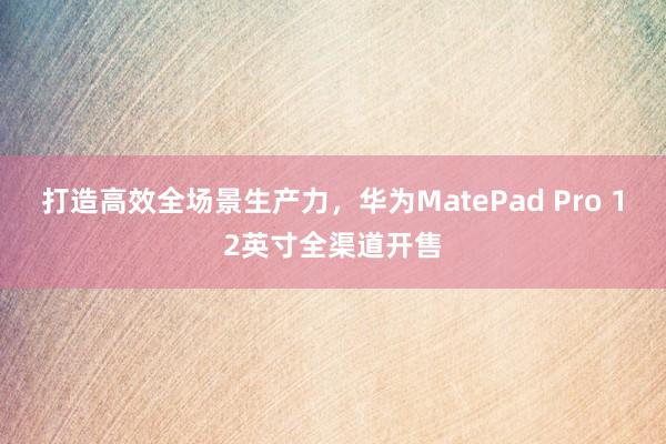 打造高效全场景生产力，华为MatePad Pro 12英寸全渠道开售