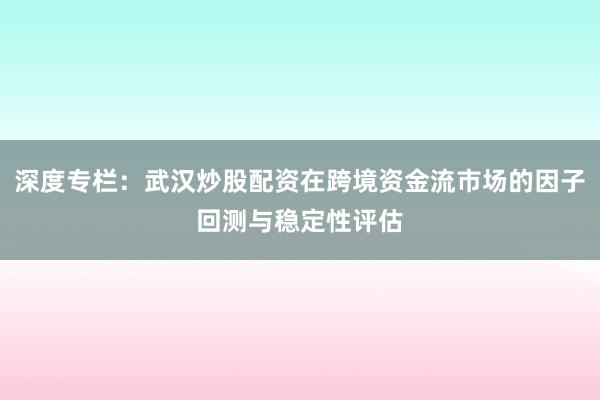 深度专栏：武汉炒股配资在跨境资金流市场的因子回测与稳定性评估