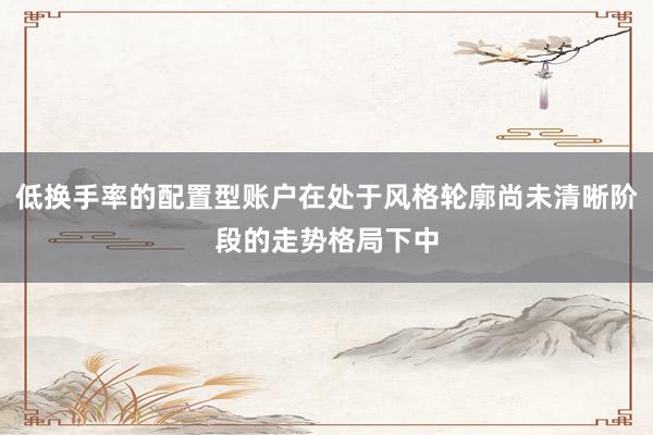 低换手率的配置型账户在处于风格轮廓尚未清晰阶段的走势格局下中
