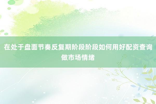 在处于盘面节奏反复期阶段阶段如何用好配资查询做市场情绪