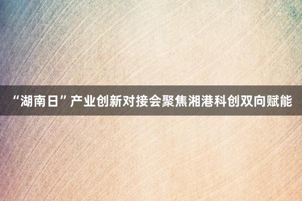 “湖南日”产业创新对接会聚焦湘港科创双向赋能