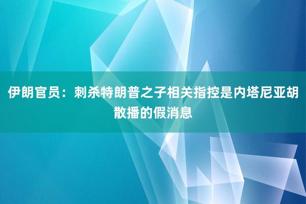 伊朗官员：刺杀特朗普之子相关指控是内塔尼亚胡散播的假消息