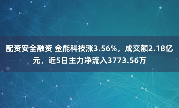 配资安全融资 金能科技涨3.56%，成交额2.18亿元，近5日主力净流入3773.56万