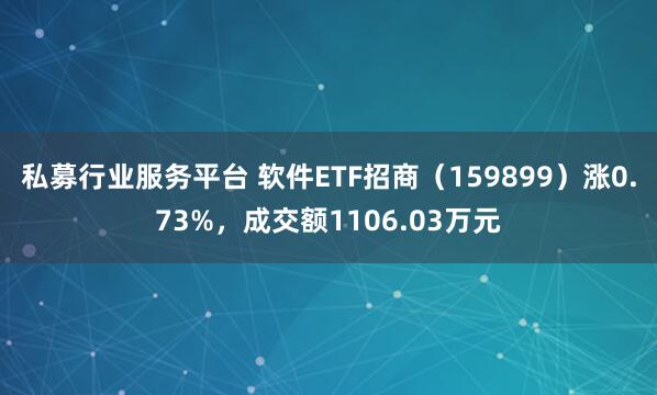 私募行业服务平台 软件ETF招商（159899）涨0.73%，成交额1106.03万元