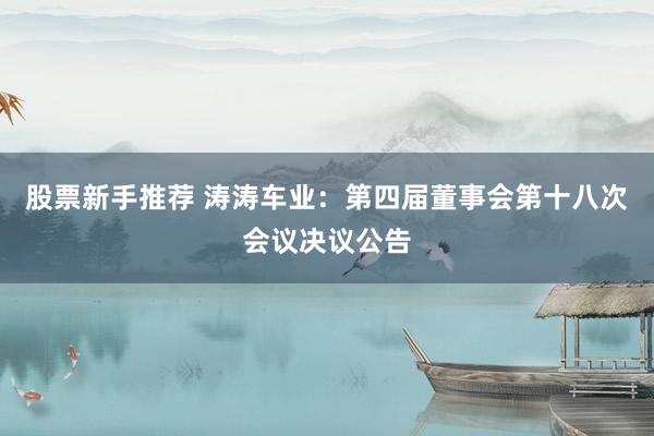 股票新手推荐 涛涛车业：第四届董事会第十八次会议决议公告